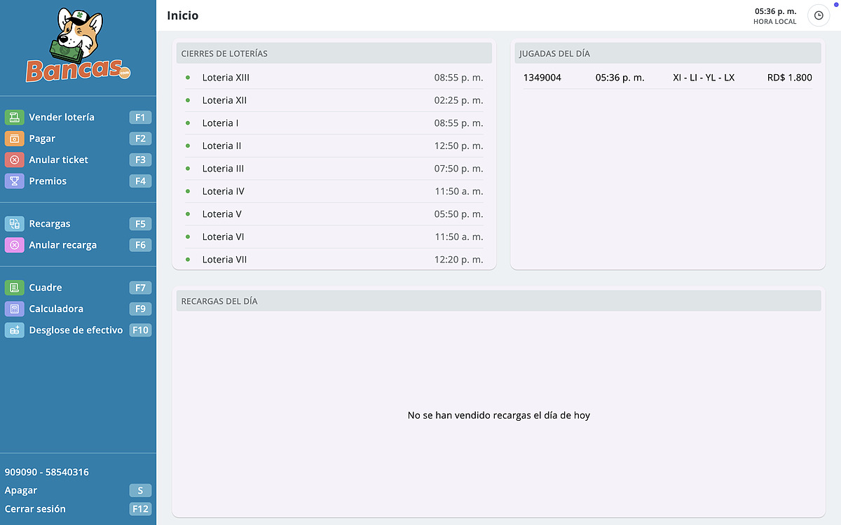 Dashboard del Sistema POS Bancas.com